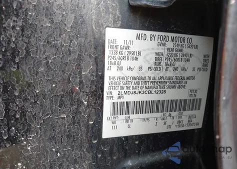 2012 Lincoln Mkx z USA, uszkodzony, nr VIN 2LMDJ8JK3CBL12328